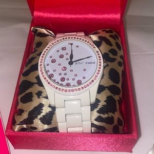 Betsy Johnson white watch with pink sparkles! 💖